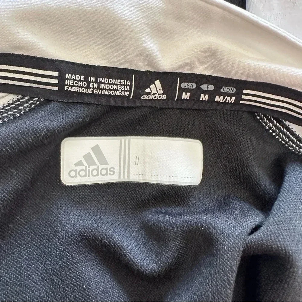 Adidas 1/4 Zip Pullover Size M Black White Climalite‎ Long Sleeve Activewear